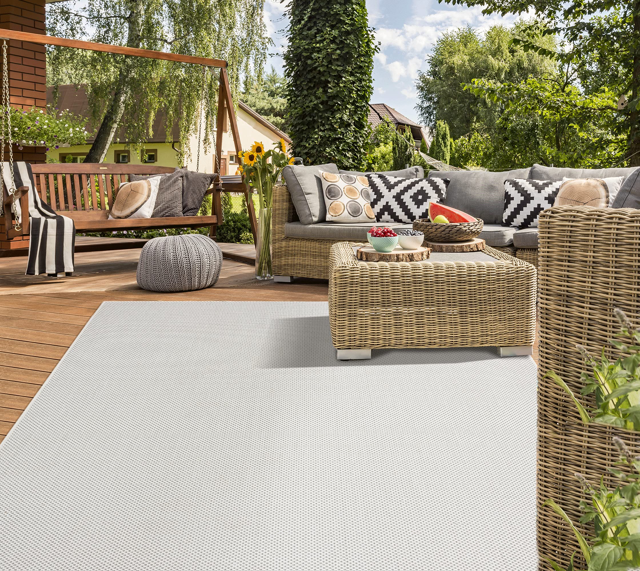 Mia's Teppiche Lara In- and Outdoor Rug, Flat Fabric, 80x150 cm, Creme — image 1