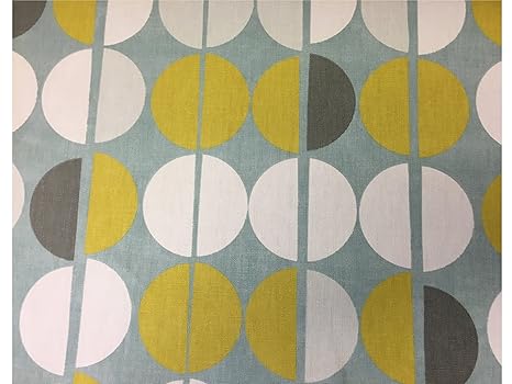 Shoreditch Retro Sea Spray Yellow Grey White Cotton Curtain