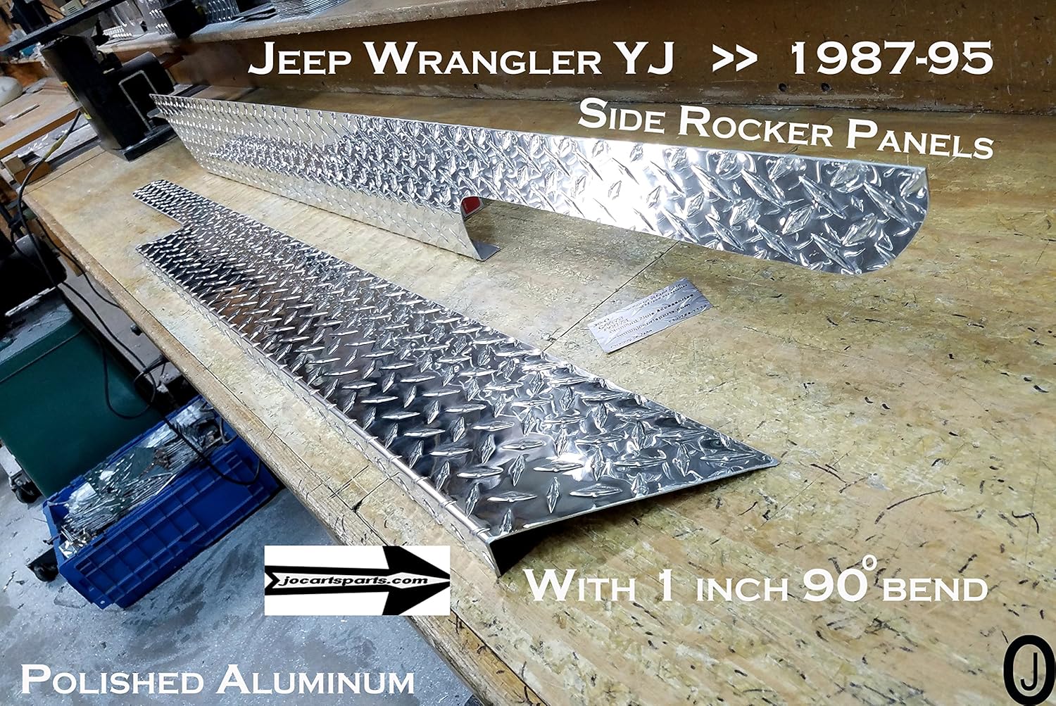 JEEP YJ Wrangler 6" Diamond plate Rocker Panel Guards with / 90° 1 inch lip Automotive