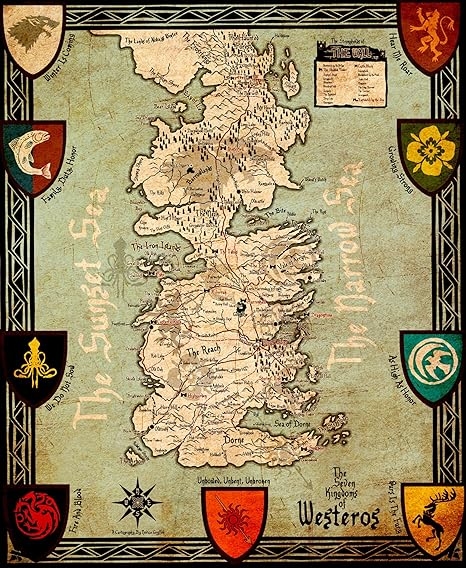Art From Game Of Thrones Seven Kingdoms Of Westeros Map Game