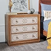 Safavieh Home Collection Kenta Rustic Oak and Beige Linen 3-Drawer Chest