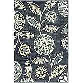 Maples Rugs Reggie Floral Area Rug - Made in USA - Washable, Non Slip, Pet-Friendly Mats for Living Room, Bedroom, and Office