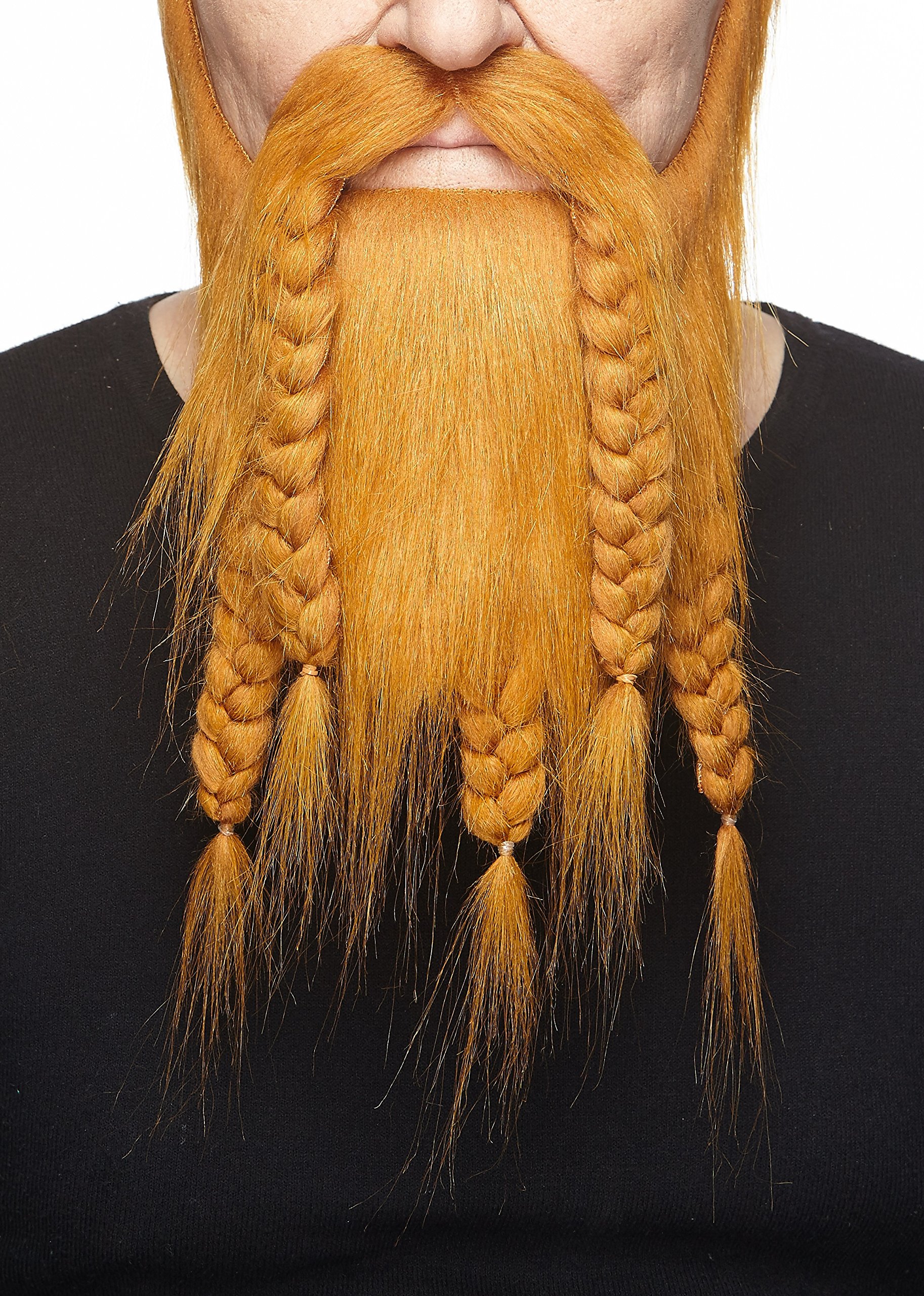 Mustaches Self Adhesive, Novelty, Viking Dwarf Fake Beard, False Facial Hair, Ginger Color