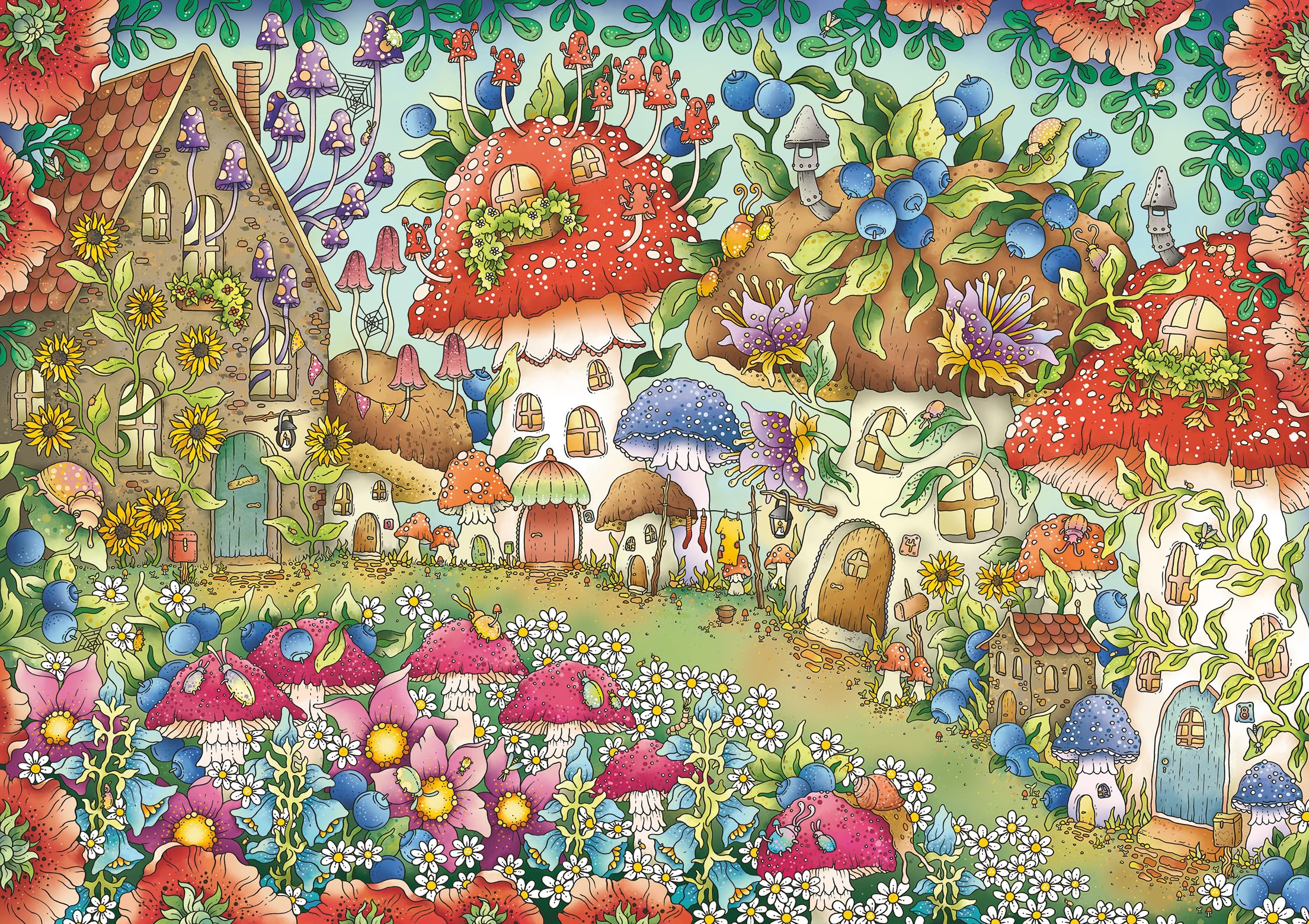 Ravensburger Floral Mushroom Houses 1000 Piece Jigsaw Puzzle for Adults & Kids Age 12 Years Up