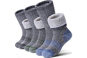 LANLEO Kids Merino Wool Hiking Socks Boys Girls Winter Thermal Warm Thick Cozy Cushion Boot Crew Socks