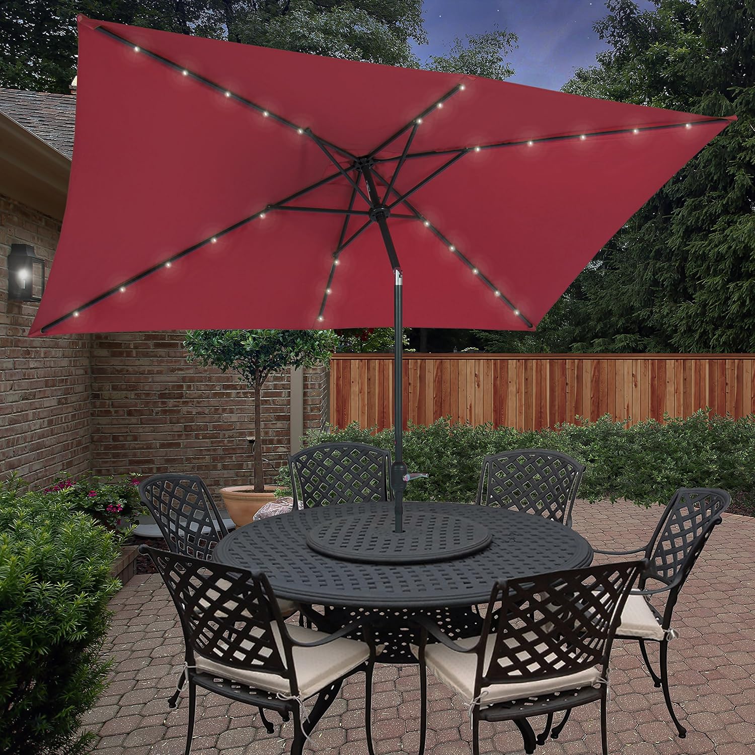 BCP 10’x6.2’ Deluxe Solar LED Lighted Rectangle Patio Umbrella W Tilt Sunshade
