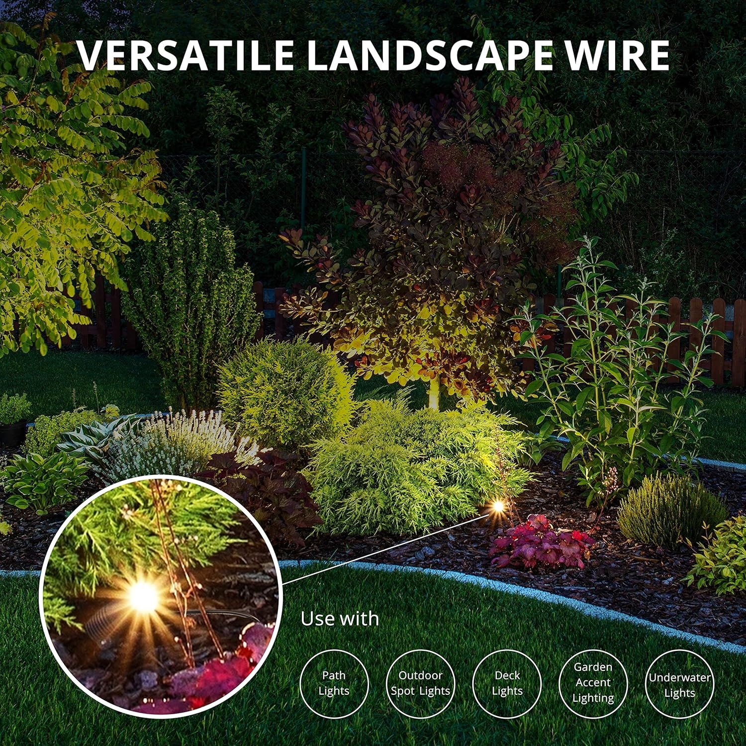Wirefy 14/2 Low Voltage Landscape Lighting Wire - 14-Gauge 2-Conductor 100 Feet - - 