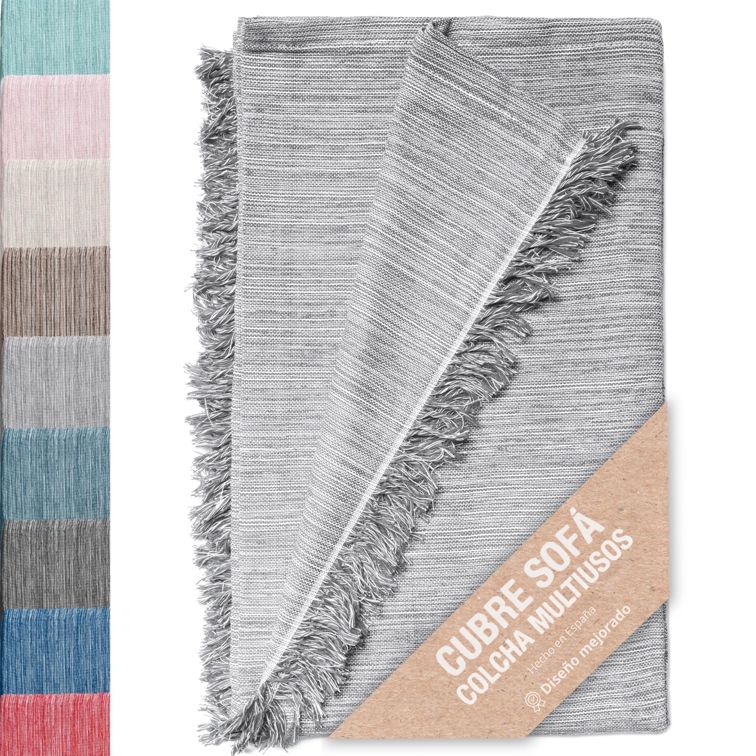 Multi-purpose bedspread: plaid sofa, cotton blanket, duvet, silk cotton sofas and other fibres. Great quality. Plaid bedspread (light grey mottled 03, 230 x 260 cm)