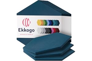 Ekkogo Acoustic Panels 12-Pack Soundproof Wall Panels 14''X13''X0.4'' Sound Panels High Density Sound Dampening Panels - [Ocean Turquoise Hexagon]