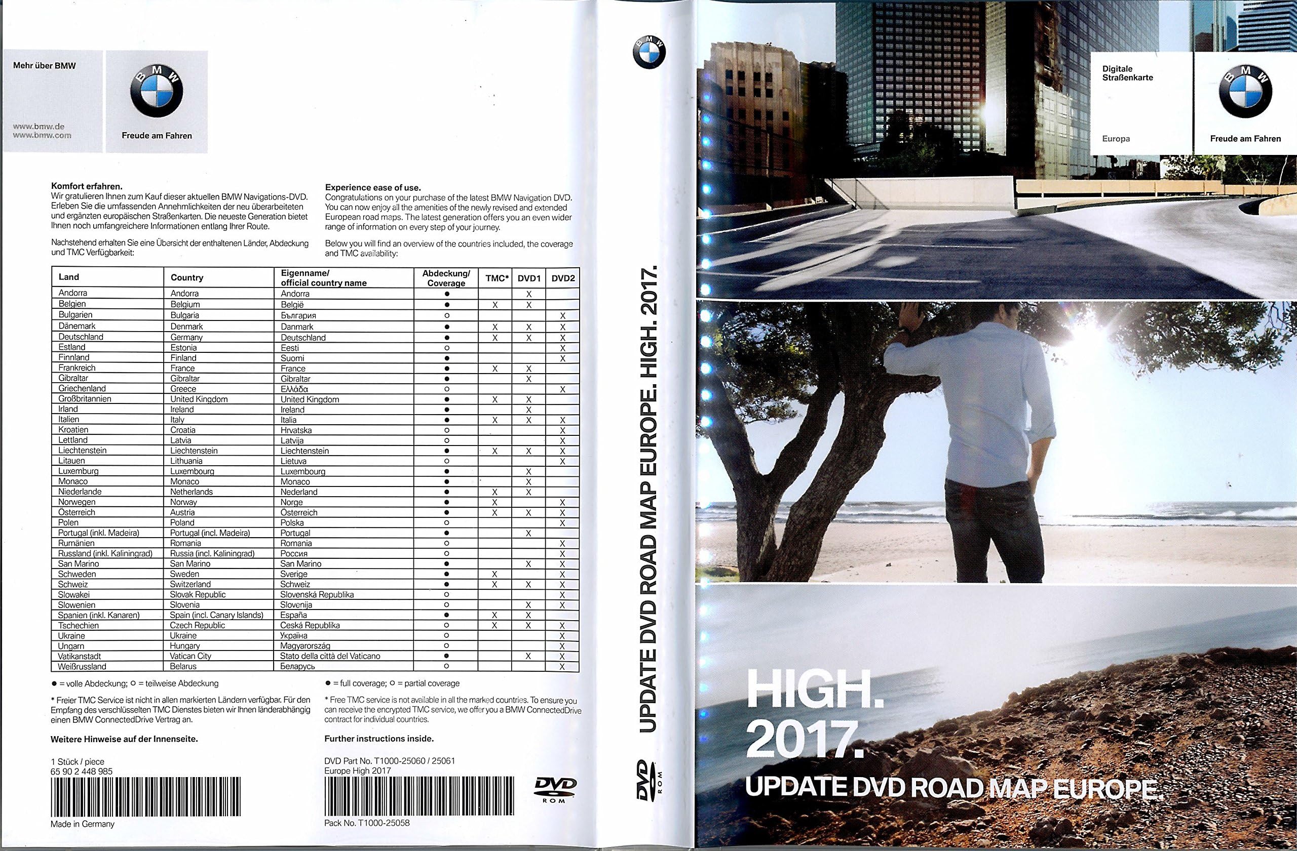 BMW HIGH 2017 Navigation DVD Update/Full Version Road Map Europe Part Number: 65902448985