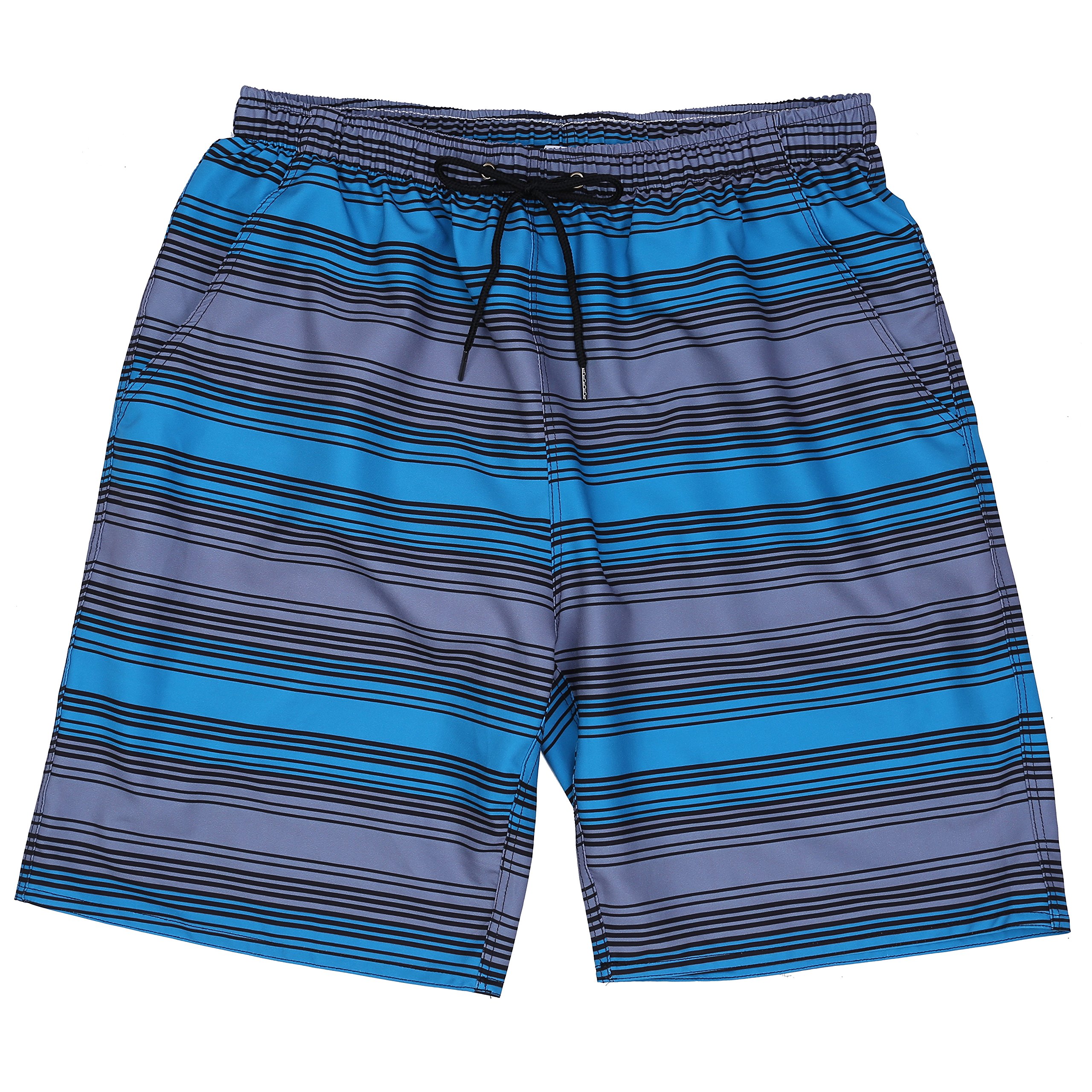 youvimi Men Stripe Quick Dry Swim Trunk With Mesh Lining