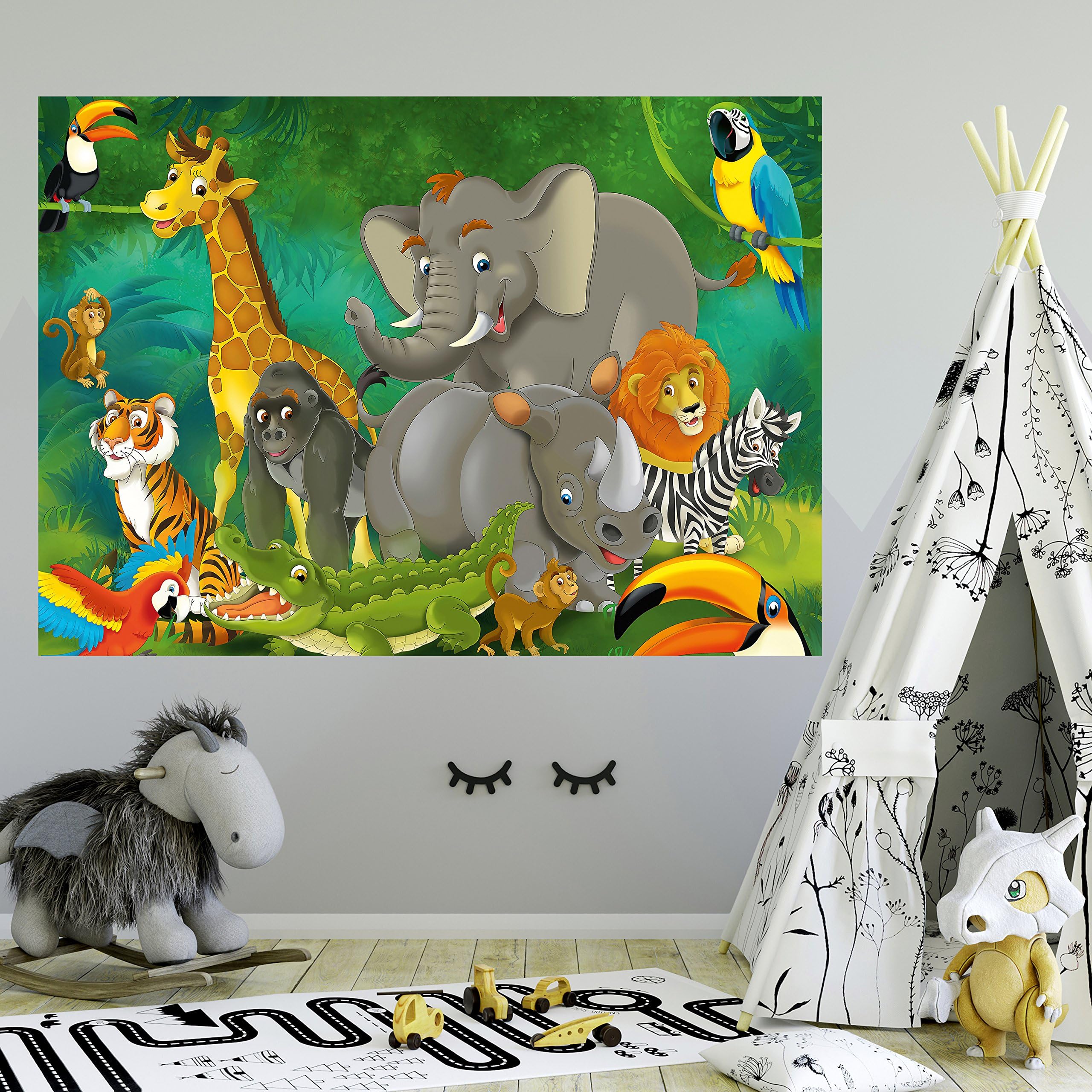 murimage Photo Wallpaper Kids 183 x 127 cm Including Paste Wall Mural Animals Safari Jungle Boy Girls nursery children's room