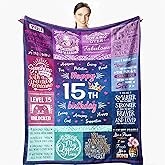 Wisegem 15 Year Old Girl Gifts for Birthday - Quinceanera Gifts Blanket 60"x50" - Gift for 15-Year-Old Girls - 15th Birthday Presents for Teen Girls - Quince Decorations for Girl Ideas