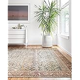Loloi Layla Collection LAY-04 Ocean/Rust 7'-6" x 9'-6" .13" Thick Area Rug, Soft, Durable, Vintage Inspired, Distressed, Low 