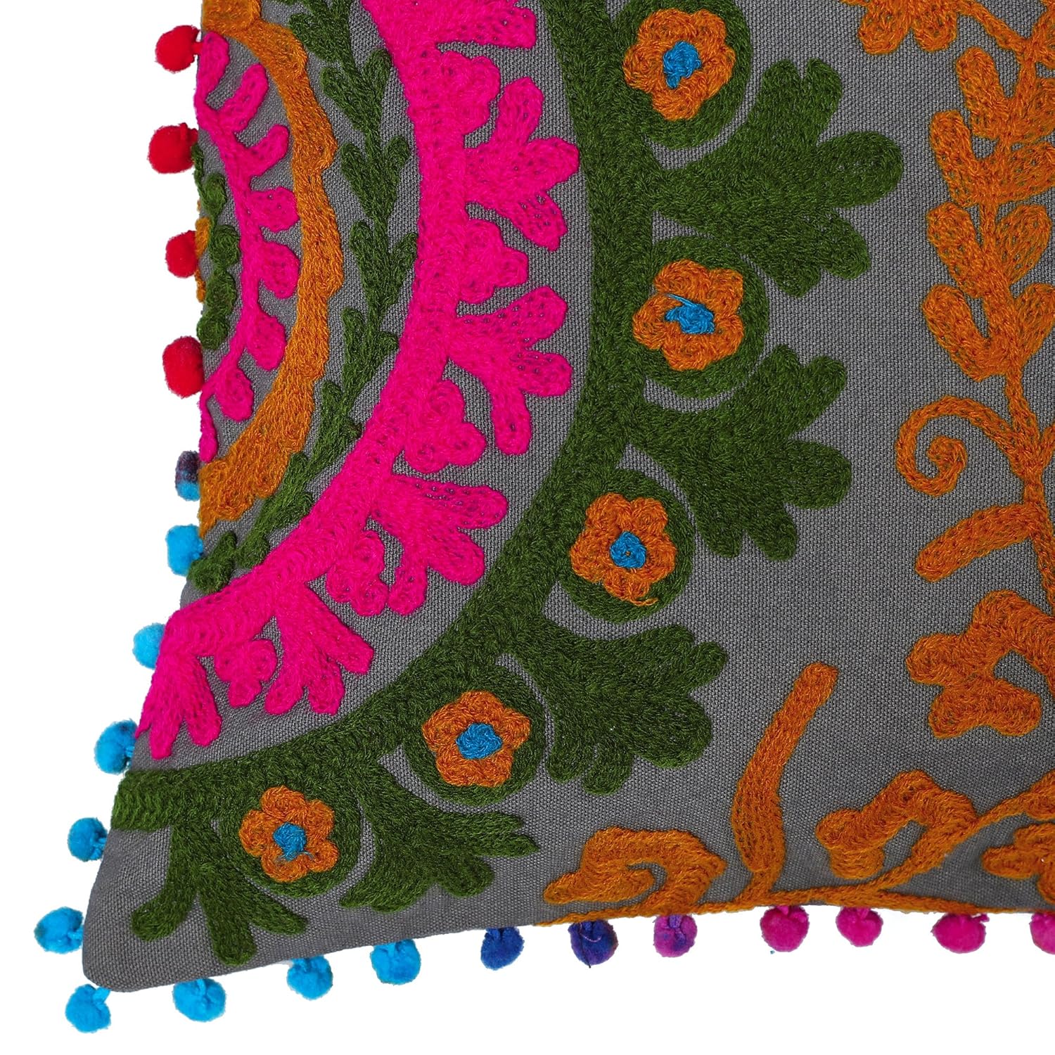 Buy Handicraft Palace Suzani Embroidered Pillows Cover With Pom