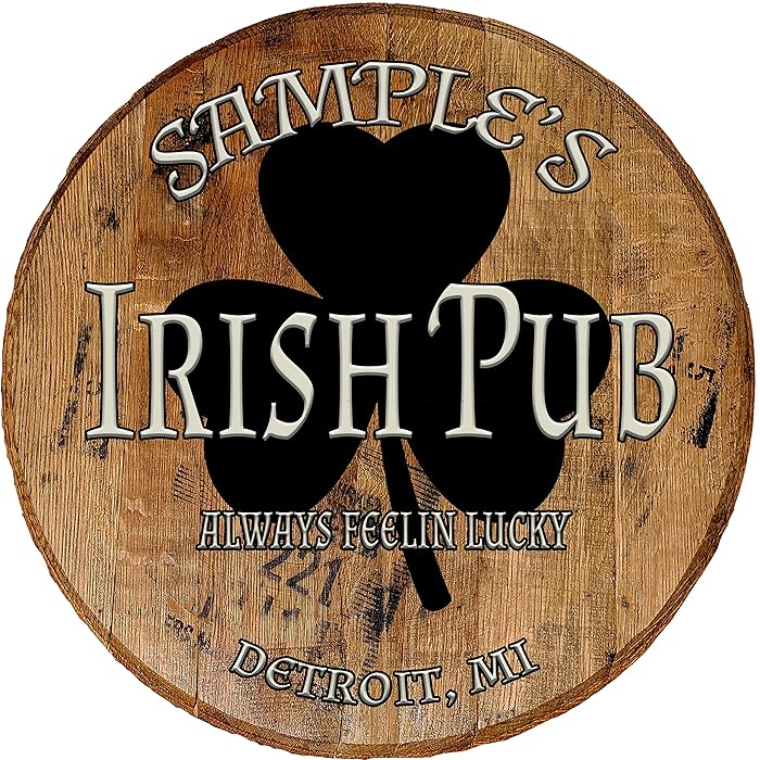 Buy Custom Irish Pub Bar Sign Shamrock Your Name and Text Aged Oak