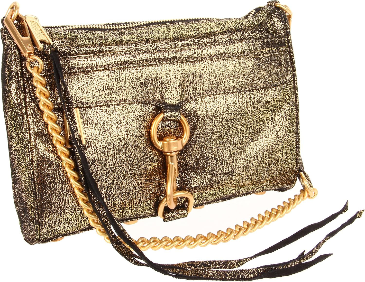 Rebecca Minkoff Mini mac Clutch, Gold Lame Handbags