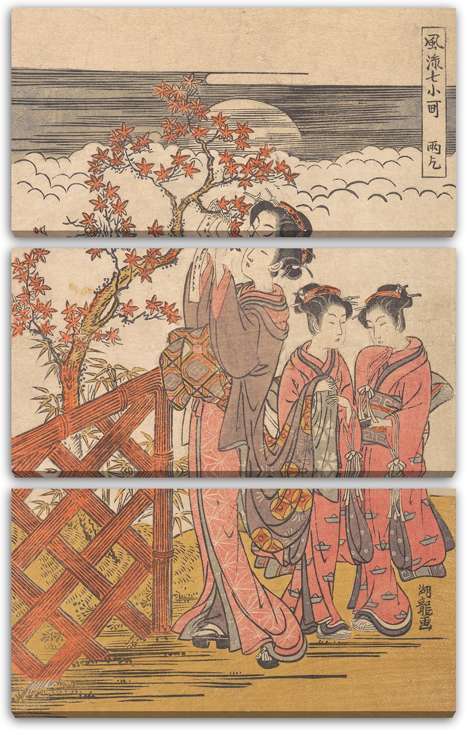 Canvas Print 3 parts(80x120cm): Isoda Koryūsai - One of the Seven Komachi: Amag