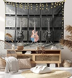 Ambesonne American Flag Tapestry, Black and Us Bass
