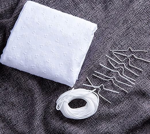 Amazon 生地 布 接触冷感 夏用の手作り布綿100 100 130cm生地 布 高級ゴム10ｍと鼻ワイヤー10枚付き 生地 刺繍透かしレース おしゃれ ハンドメイド ドレス ワンピース カーテン Diy 手芸 手作り 縫製用 白 布 生地 通販