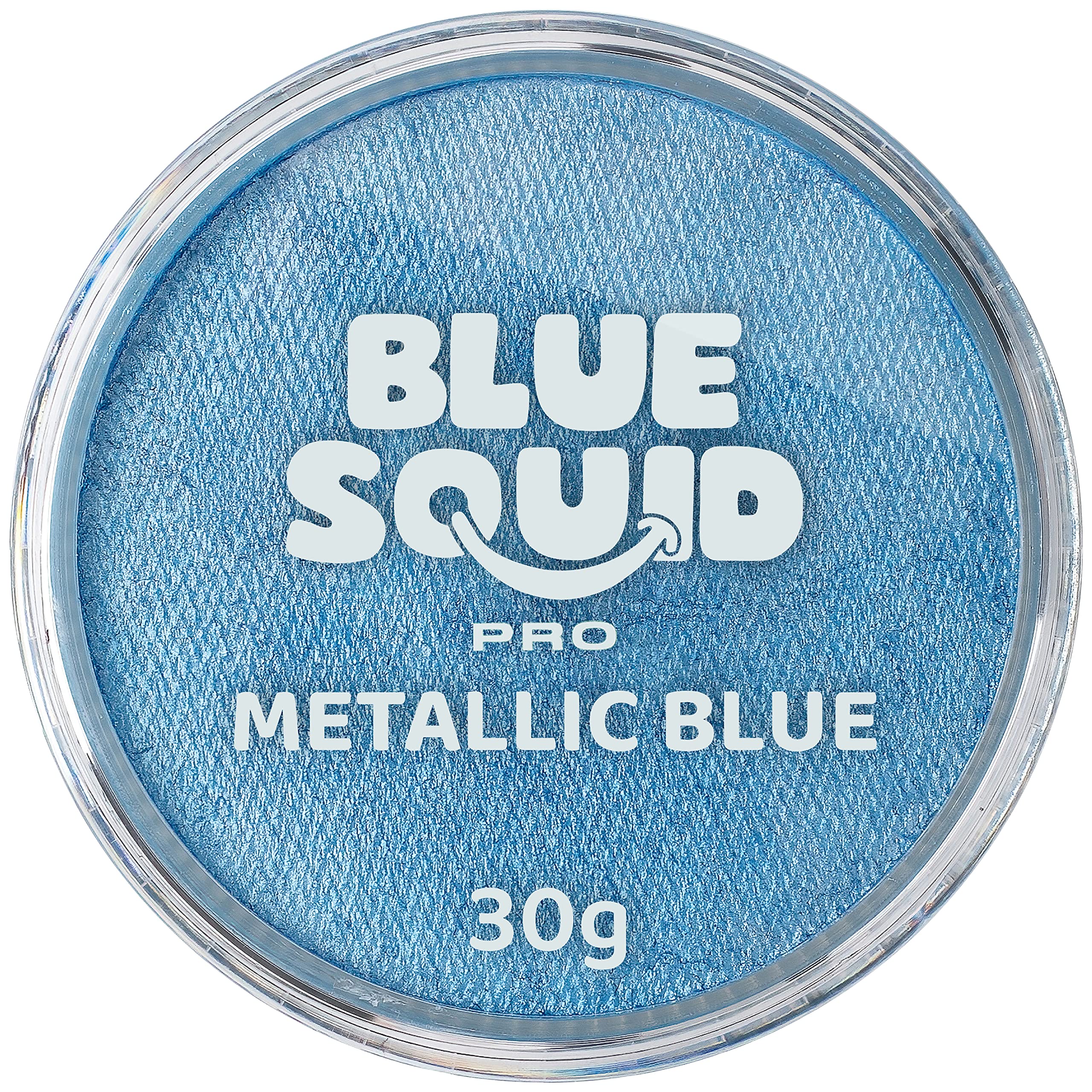Blue Squid PRO Face Paint - Professional Water Based Single Cake Facepaint & Body Paints - SFX Makeup, Kids Adults Painting for Costume, Halloween Face Paints for Children - Metallic Blue 30g / 1oz