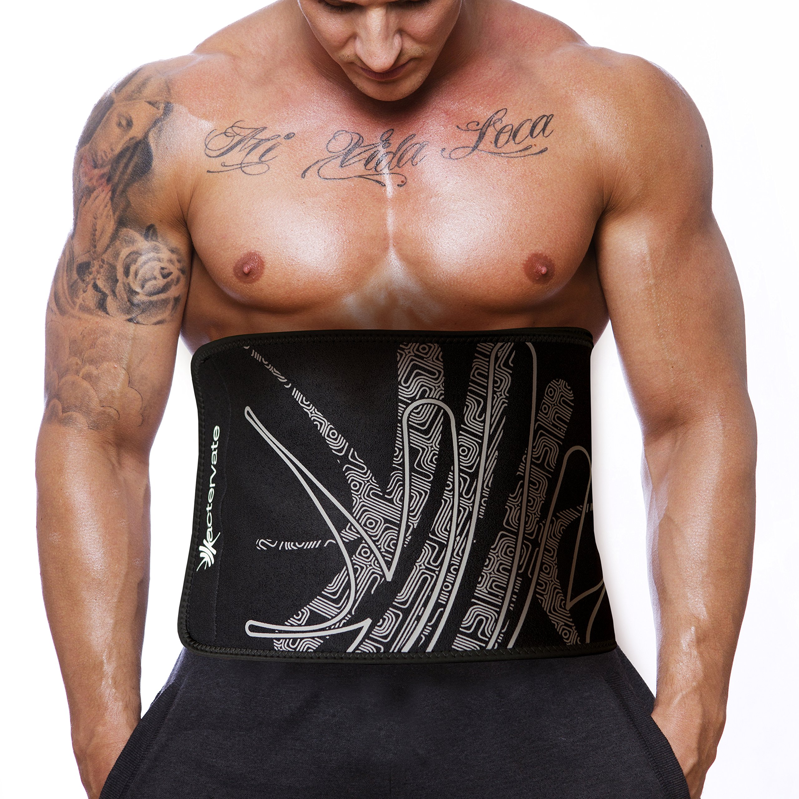 Actervate Waist Trimmer Belt Black 50 Inch, Slimmer Belt & Sweat Belt for Women and Men Best