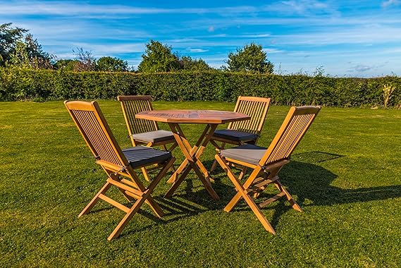 Kingfisher FSWSET12 5 Piece Teak Octagonal Table with Folding Chairs