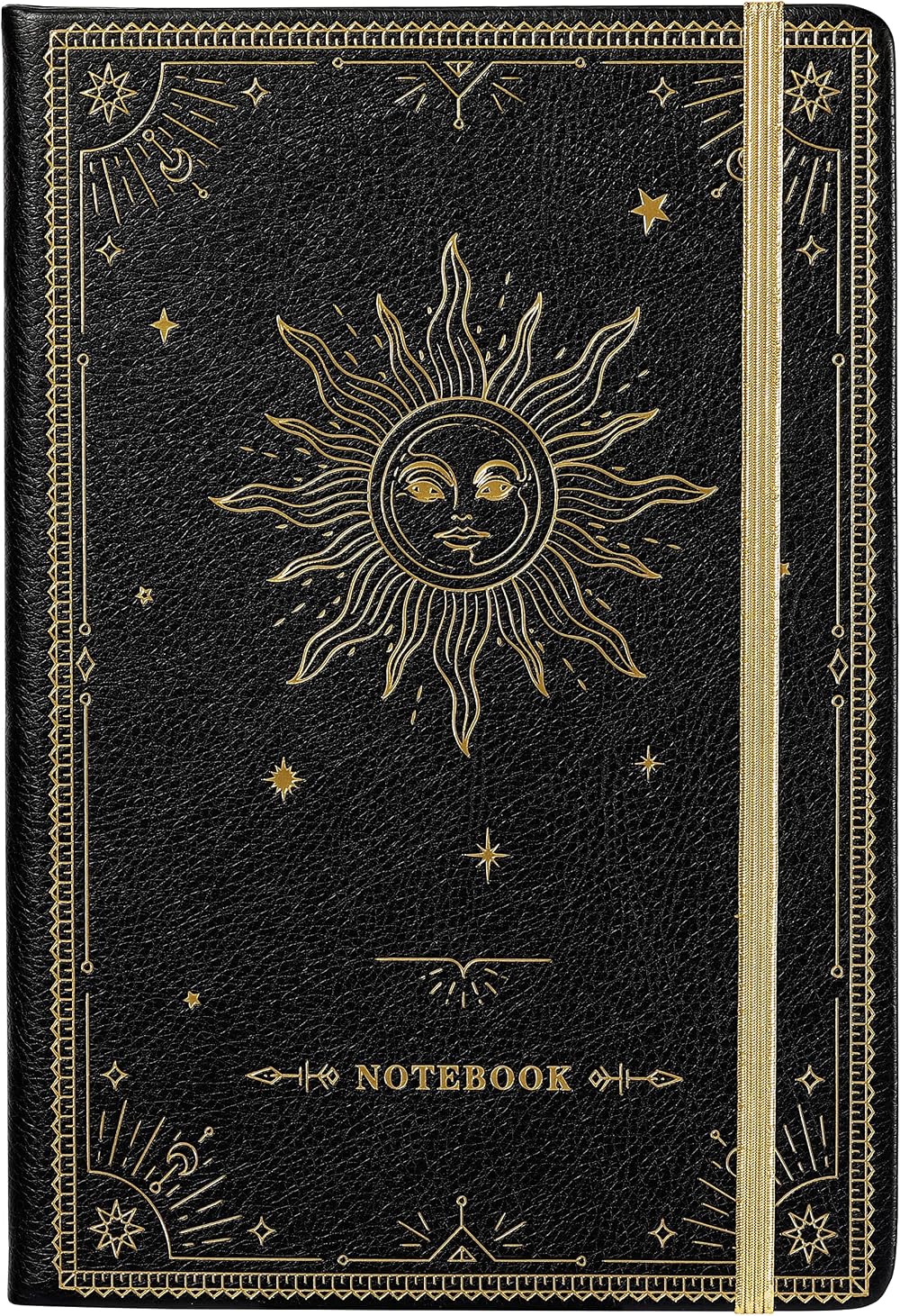 Artfan A5 Notebook 144 Pages Lined Faux Leather Cover Pocket Black