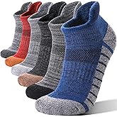 Welwoos 6 Pairs Merino Wool Ankle Hiking Running Socks Compression Support Thick Athletic Low Cut Socks for Women Men