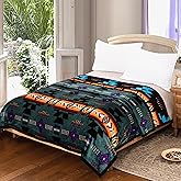 NU TRENDZ Southwest Design (Navajo Print) King Size Supersoft Reversible Blanket (Teal Green)