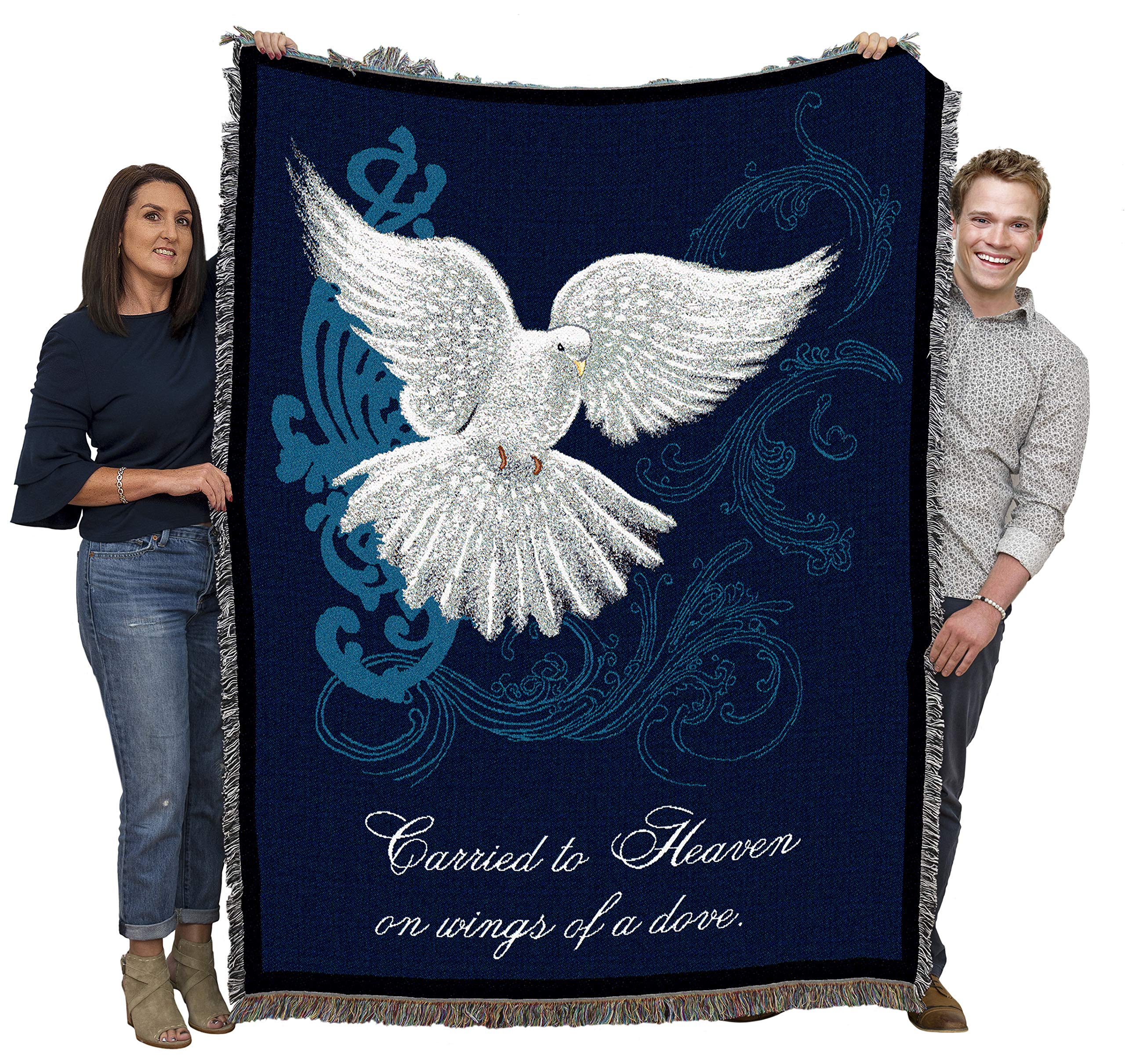 Photo 1 of Pure Country Weavers Carried to Heaven on Wings of a Dove Blanket by Sherri Buck Baldwin - Sympathy Bereavement Gift Tapestry Throw Woven from Cotton - Made in The USA (72x54)