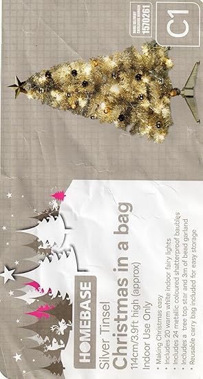 Upright northlight bedbathandbeyond Christmas in a Bag Christmas Tree - 3ft 9in (silver, 53): Amazon.co.uk