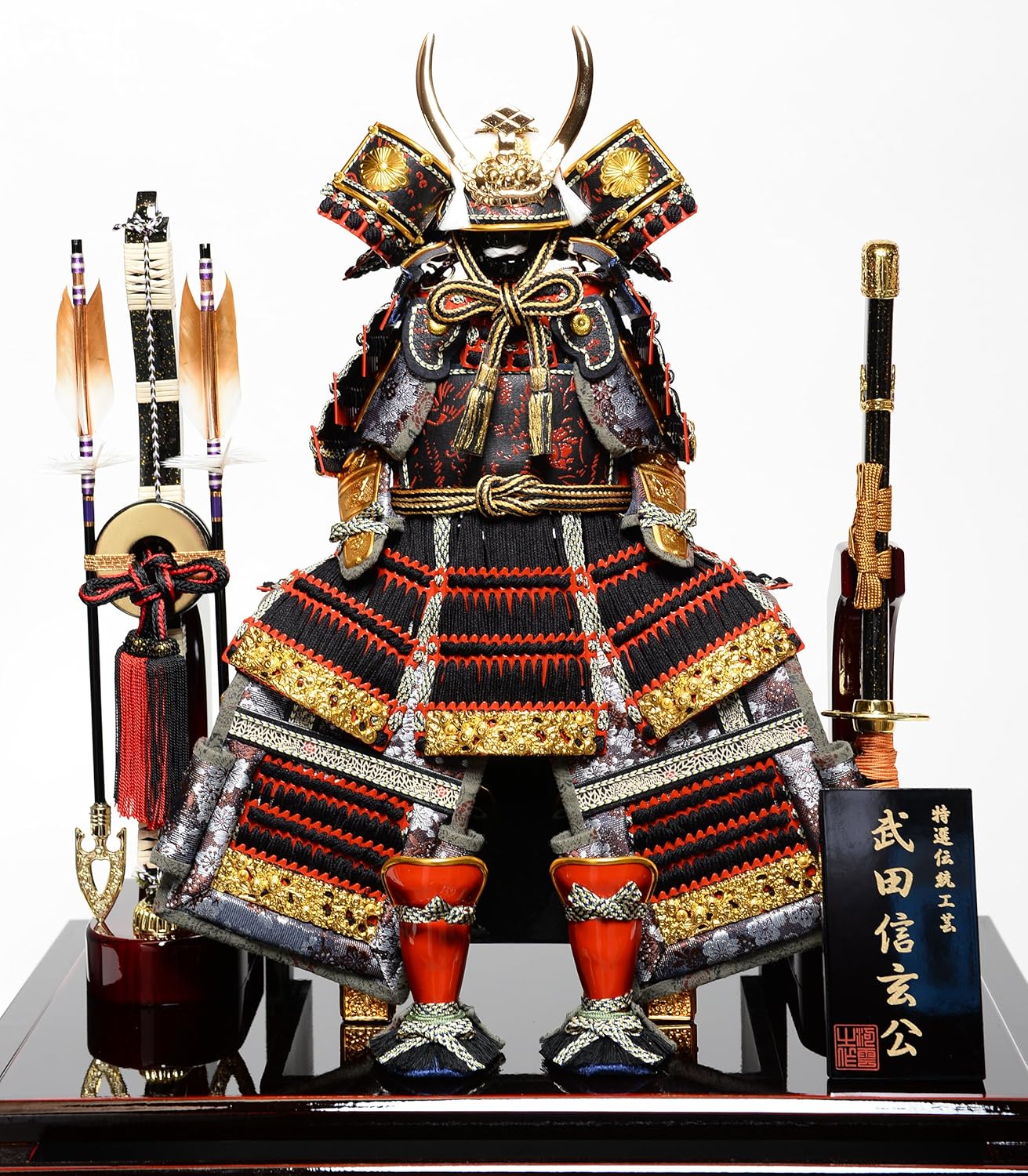 五月人形 ギフト プレゼント ご褒美 鎧ケース飾り 武将兜 6号武田信玄公鎧ケース伏見屋監修 B01mr3id85 オルゴール付ケース 人形の伏見屋