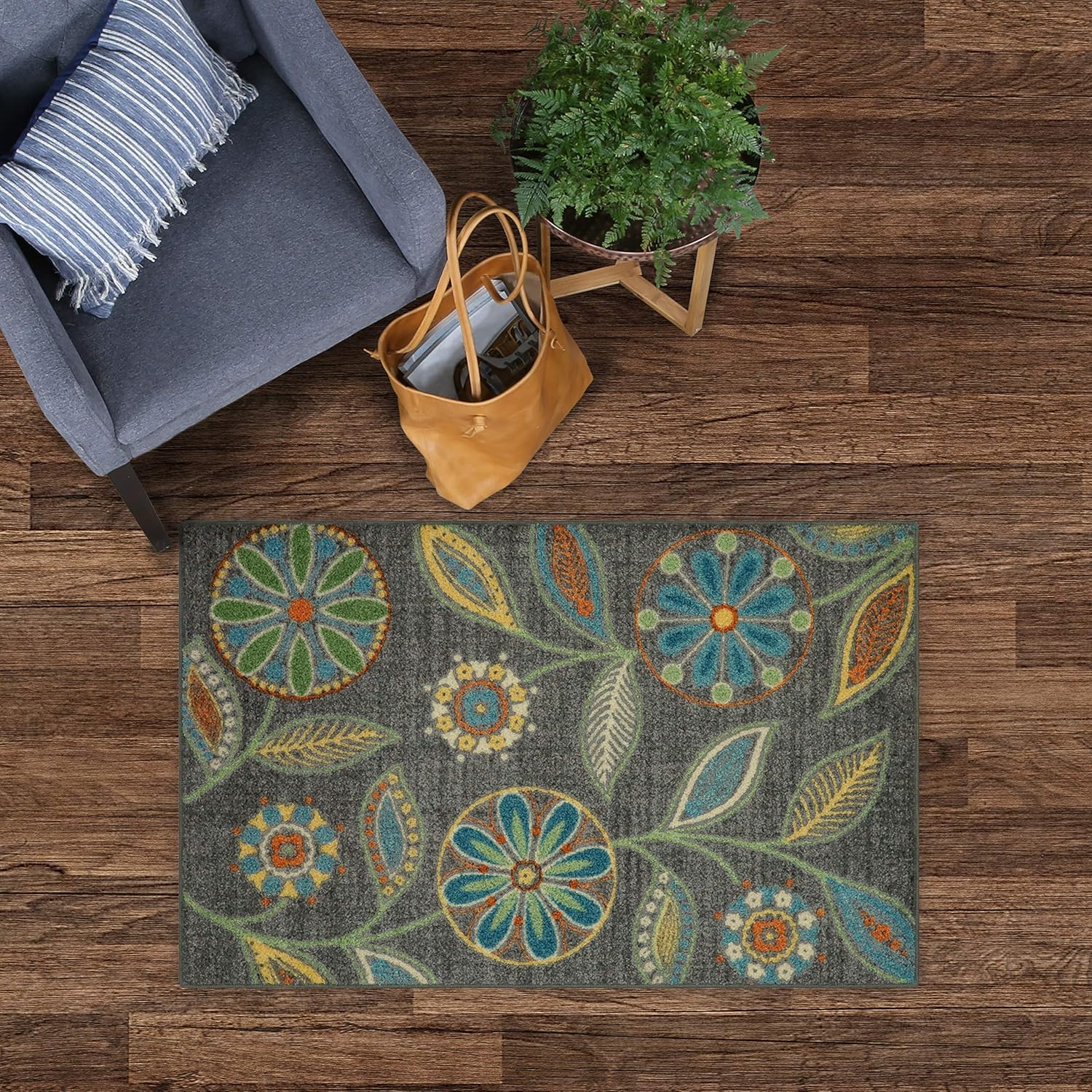 Maples Rugs Reggie Floral Kitchen Rugs Non Skid Accent Area Carpet [Made in USA], Multi, 2'6 x 3'10: Furniture & Decor