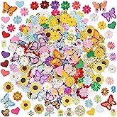 NICEVINYL Random Iron on Patches for Clothing: 120PCS Flower Heart Patch Iron on Cute Butterfly Embroidered Sew Applique Repair Patches for Jeans Jackets Backpacks