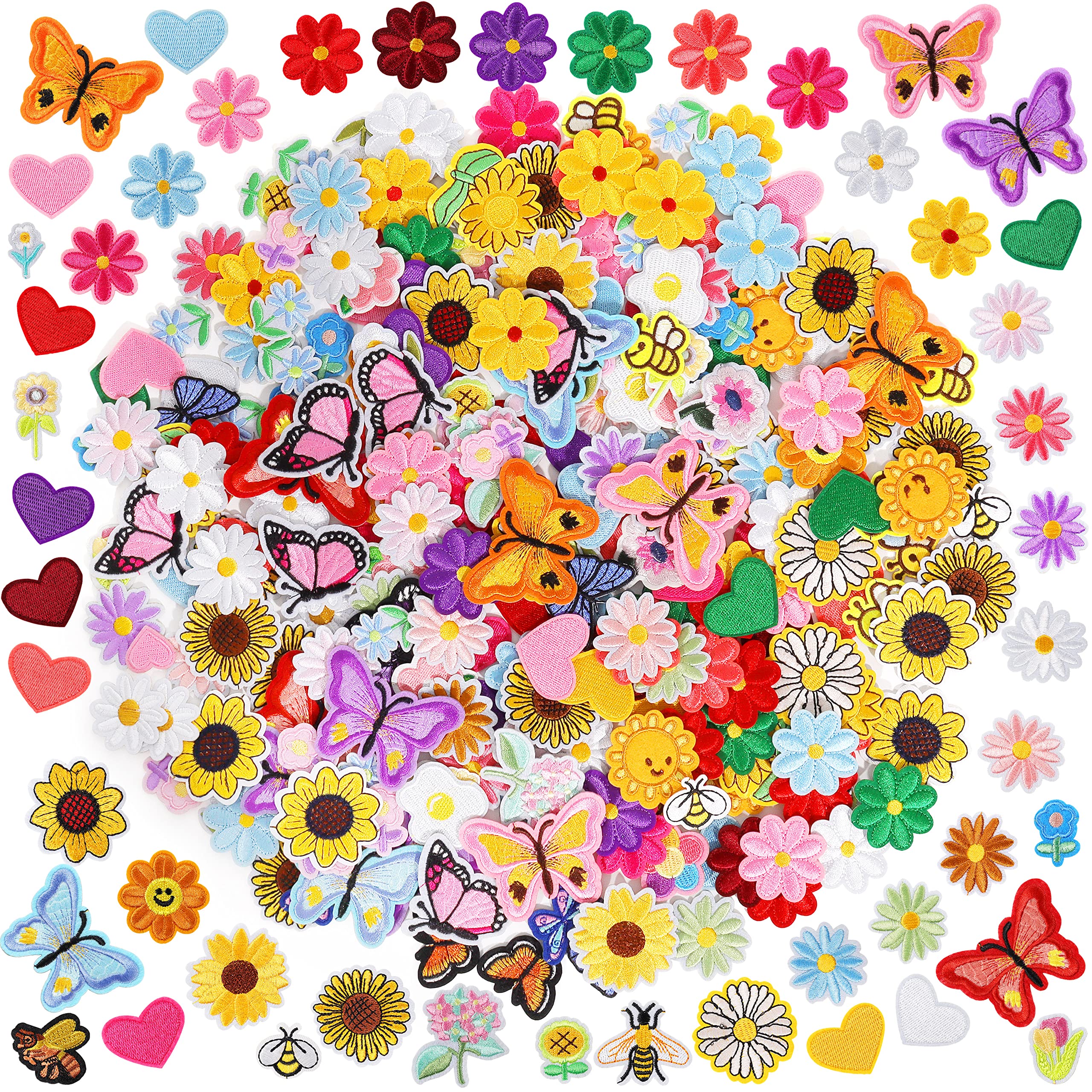 Patch Ricamata A Forma Di Farfalla Color Crema - Termoadesivo E Da Cucire Per Jeans, Vestiti, Borse E Gonne (7x4,9 Cm)