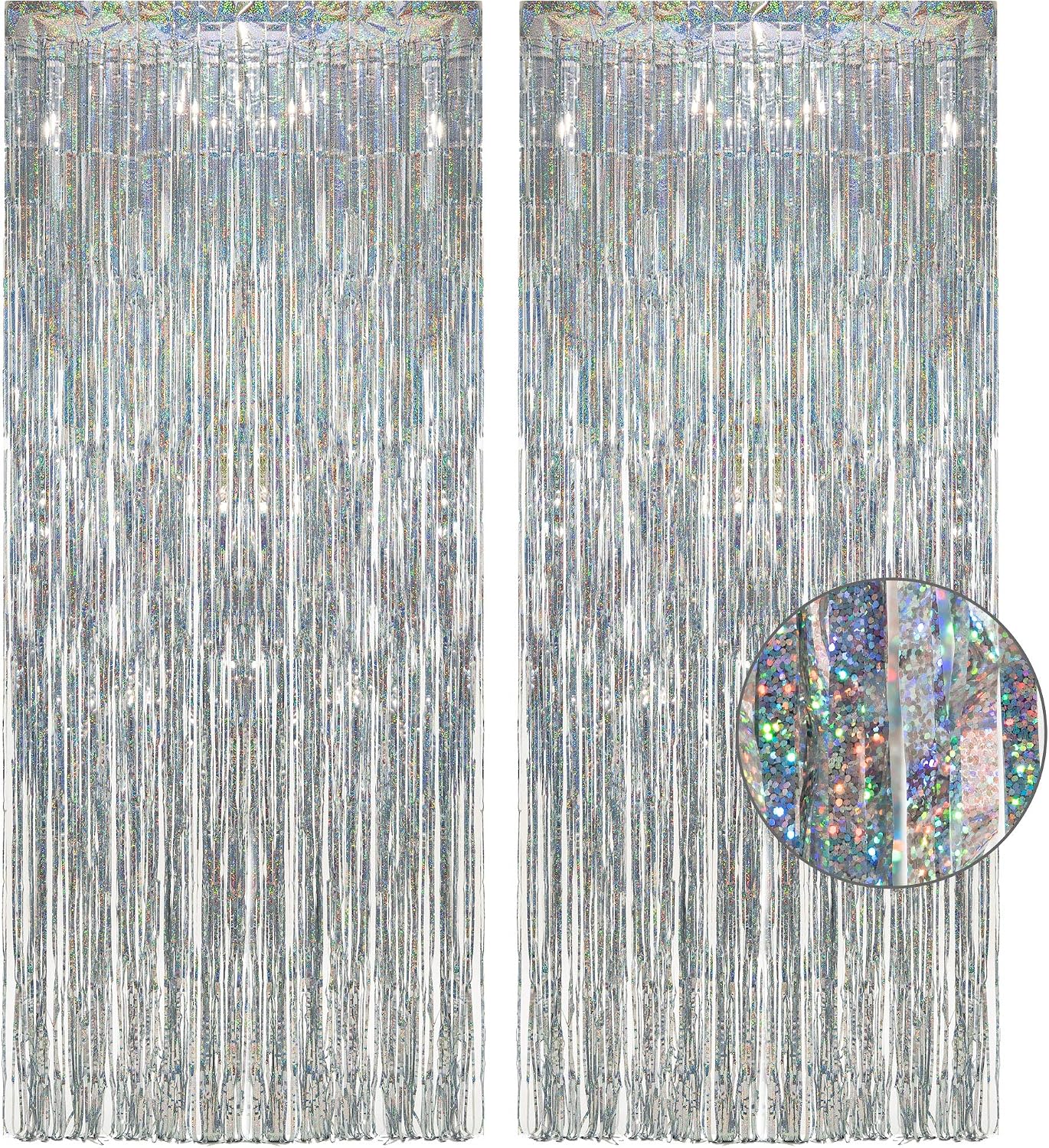 Silver Foil Fringe Tinsel Backdrop Glitter