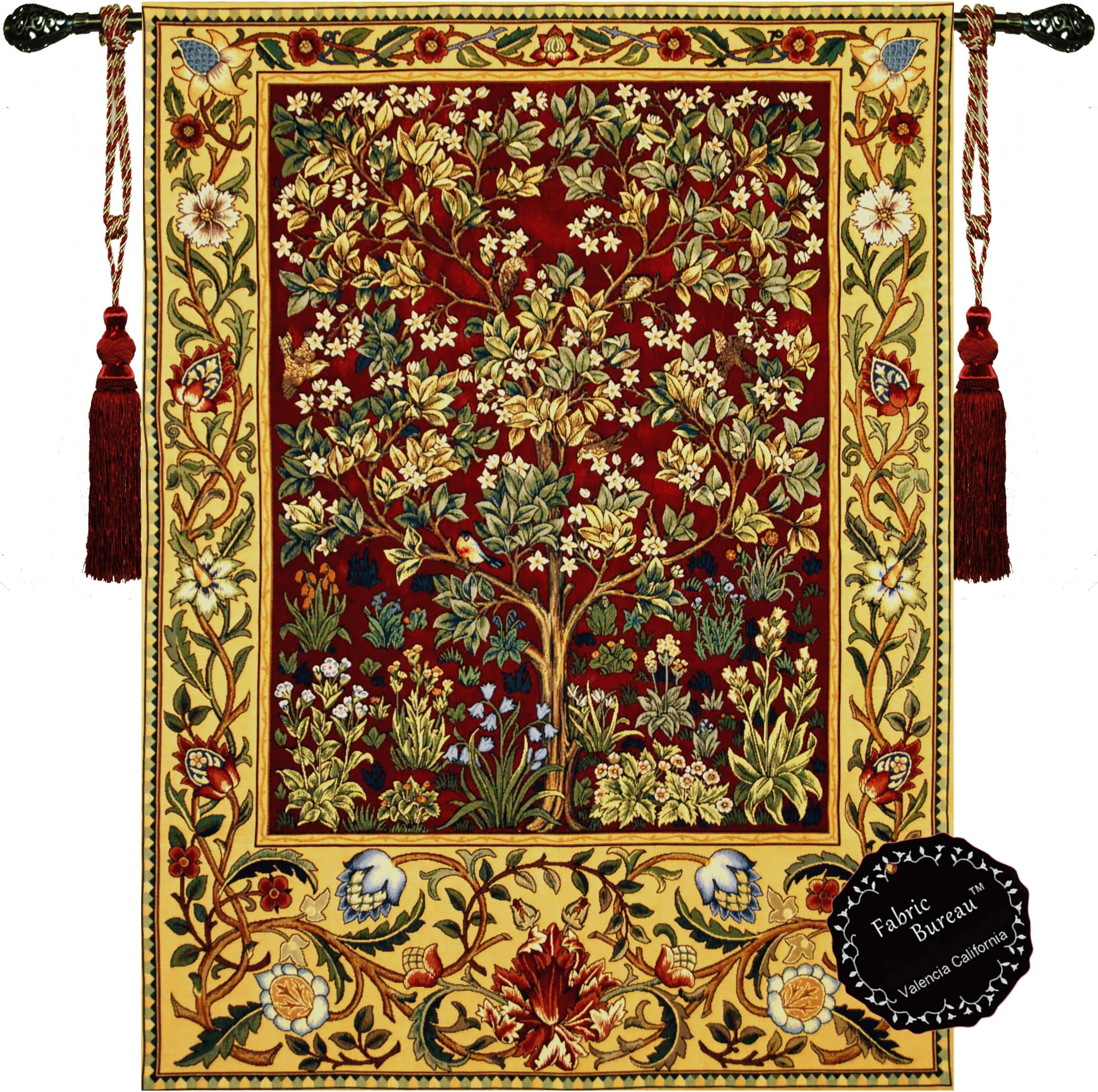 Fabric Bureau William Morris Tree of Life 41" wx55 l Wall Hanging Tapestry (R)