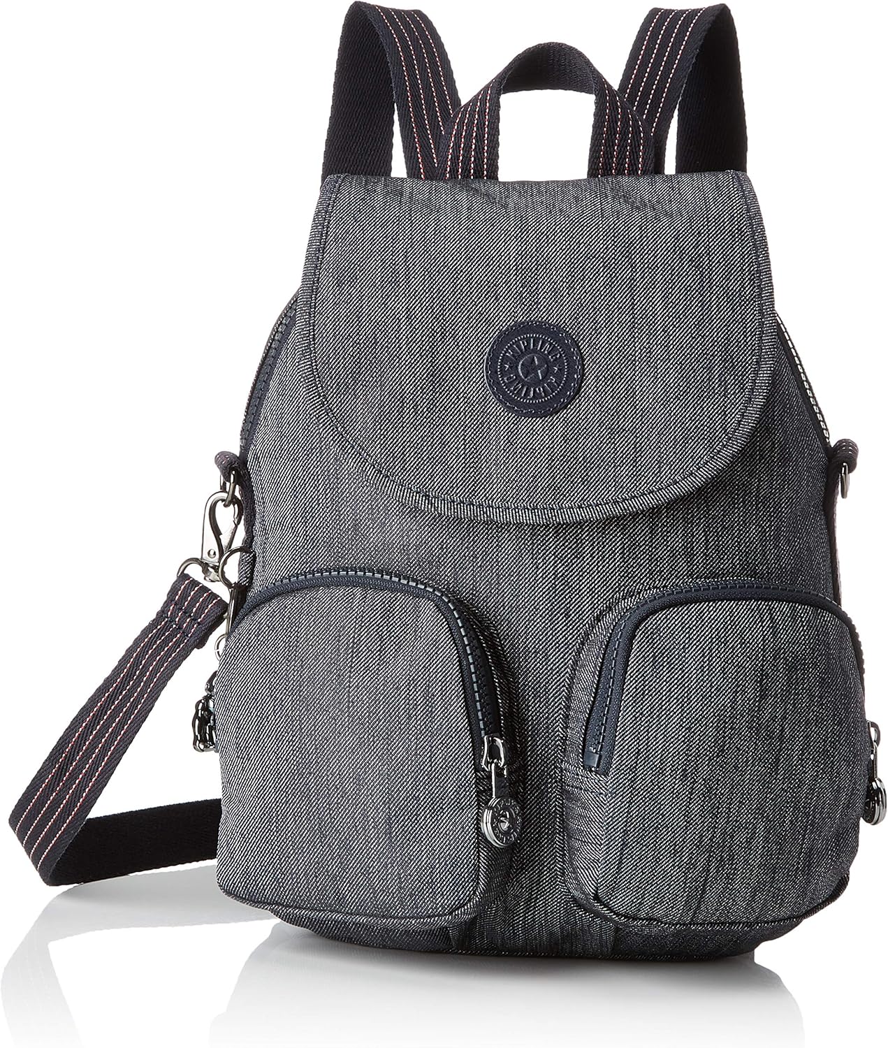 Kipling Damen Firefly Up' Rucksack, Blau (Active Denim), 22x31x14