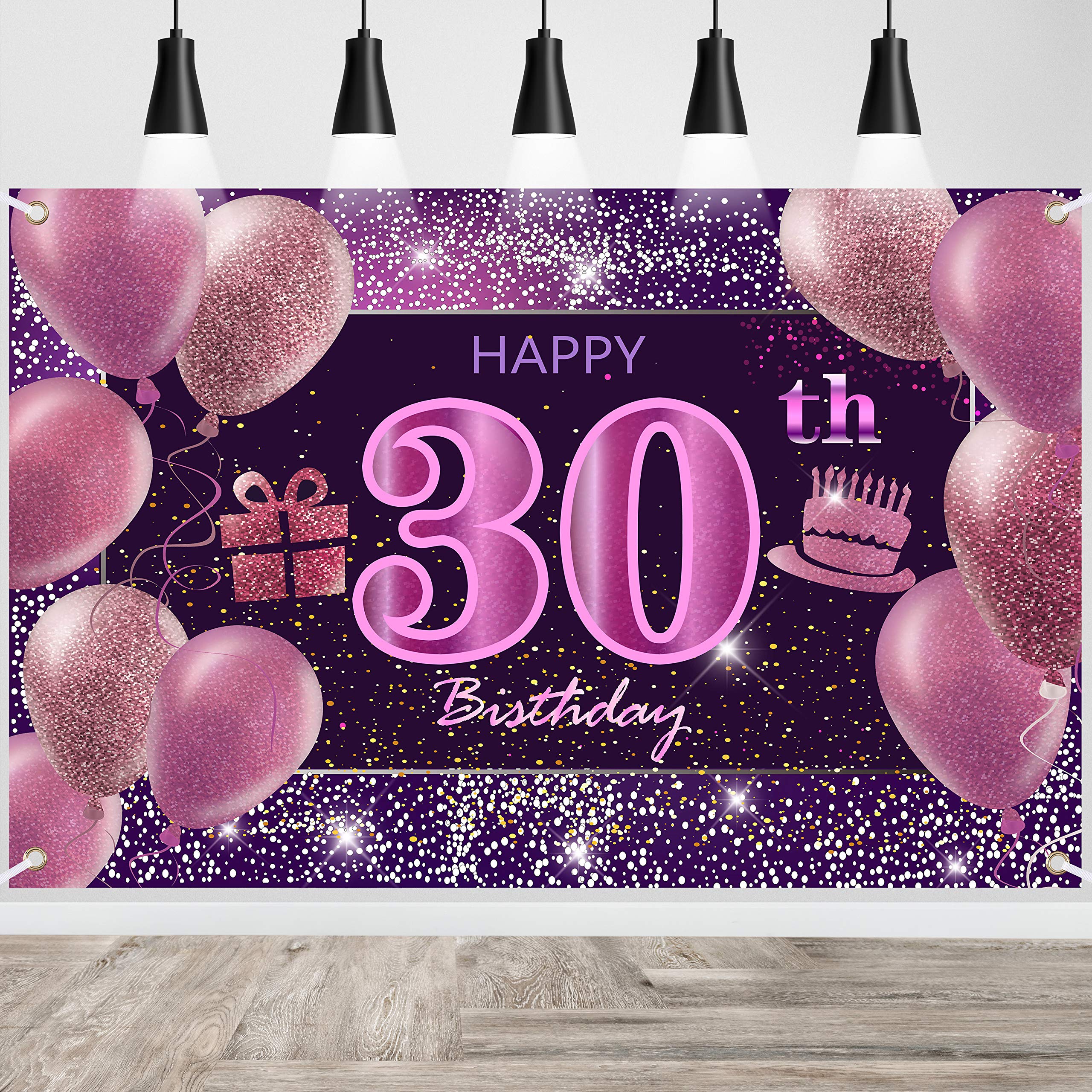 IMISI Happy Birthday Banner & Backdrop Decorations - Pink, Perfect for Parties