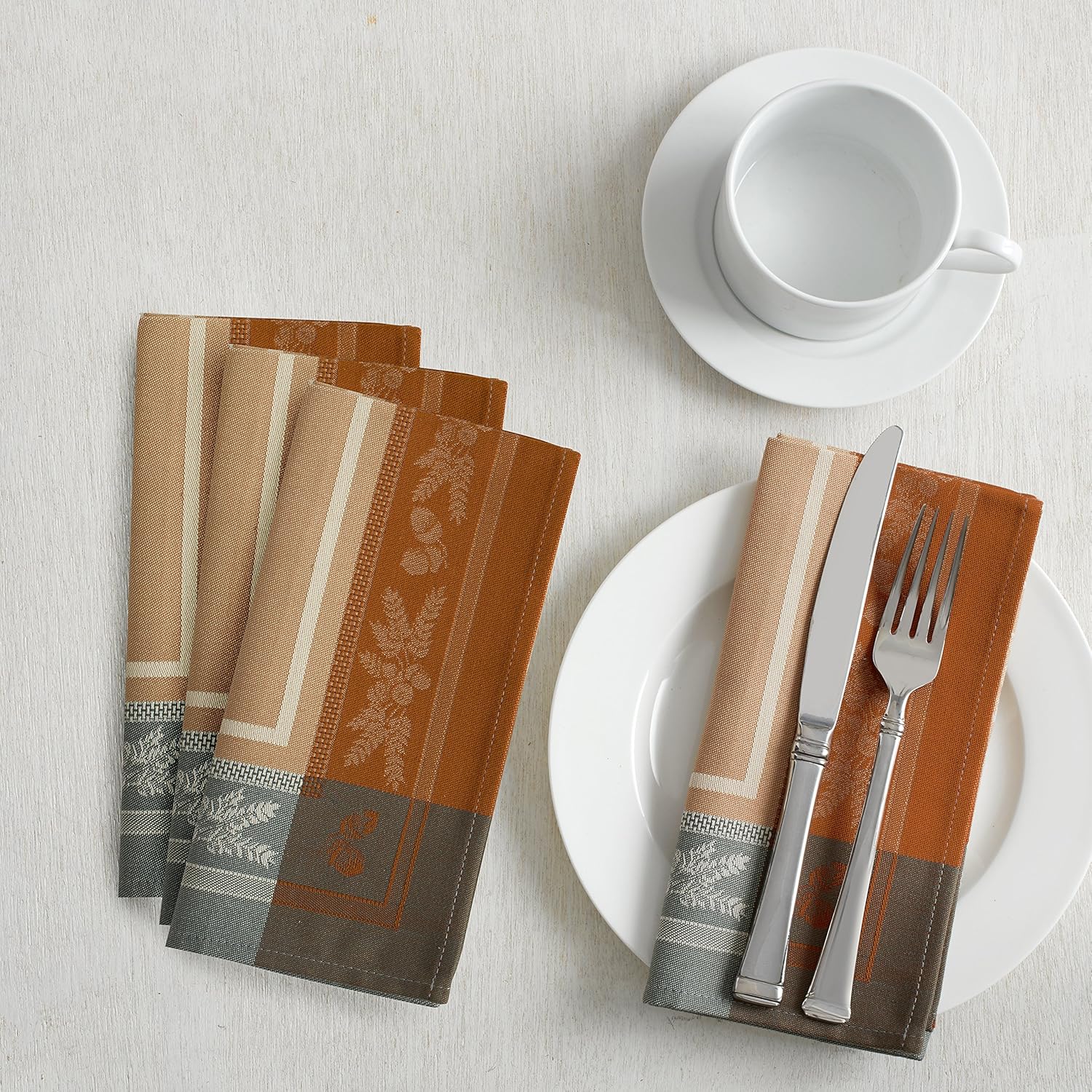Benson Mills Gathering Harvest Engineered Jacquard Napkins (18" X 18" Napkins Set of 4, Taupe): Home & Kitchen