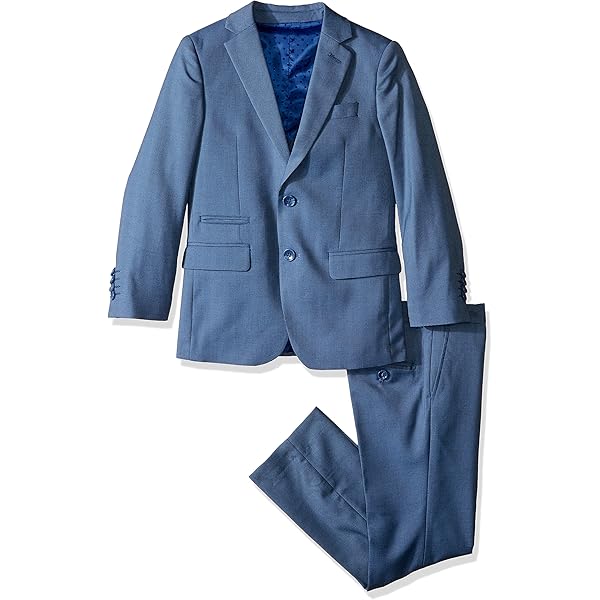 Blue Isaac Mizrahi Boys' Five Piece Solid Suit Set Ensemble, Gray