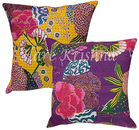Buy Modern Jaipuri Cushion Cover Set Block Floral Printed Ethnic