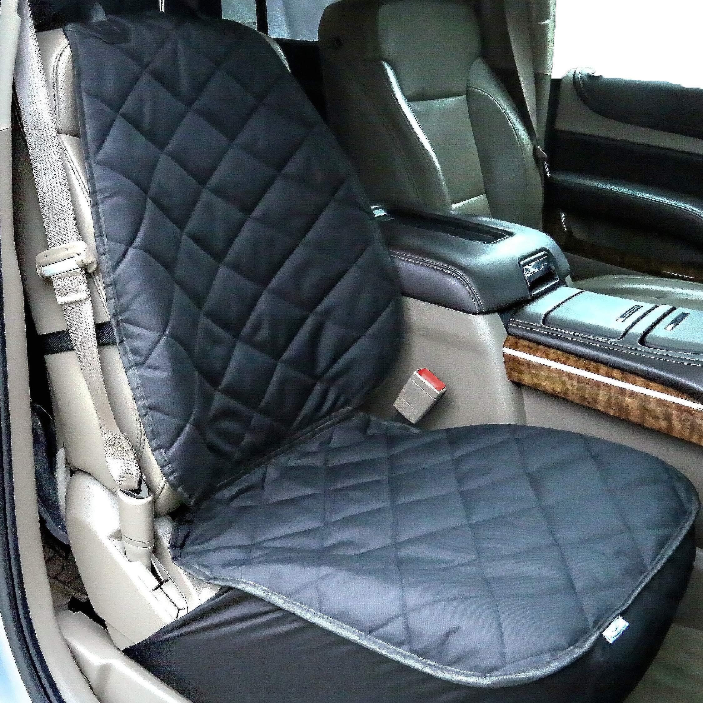 Plush Paws Products Premium Bucket Car Seat Protector | Diamond Stitching | Washable & Waterproof Front Seat Dog Cover Car, Truck, & SUV | Nonslip, Tear Resistant Pet Passenger Seat Cover | Black