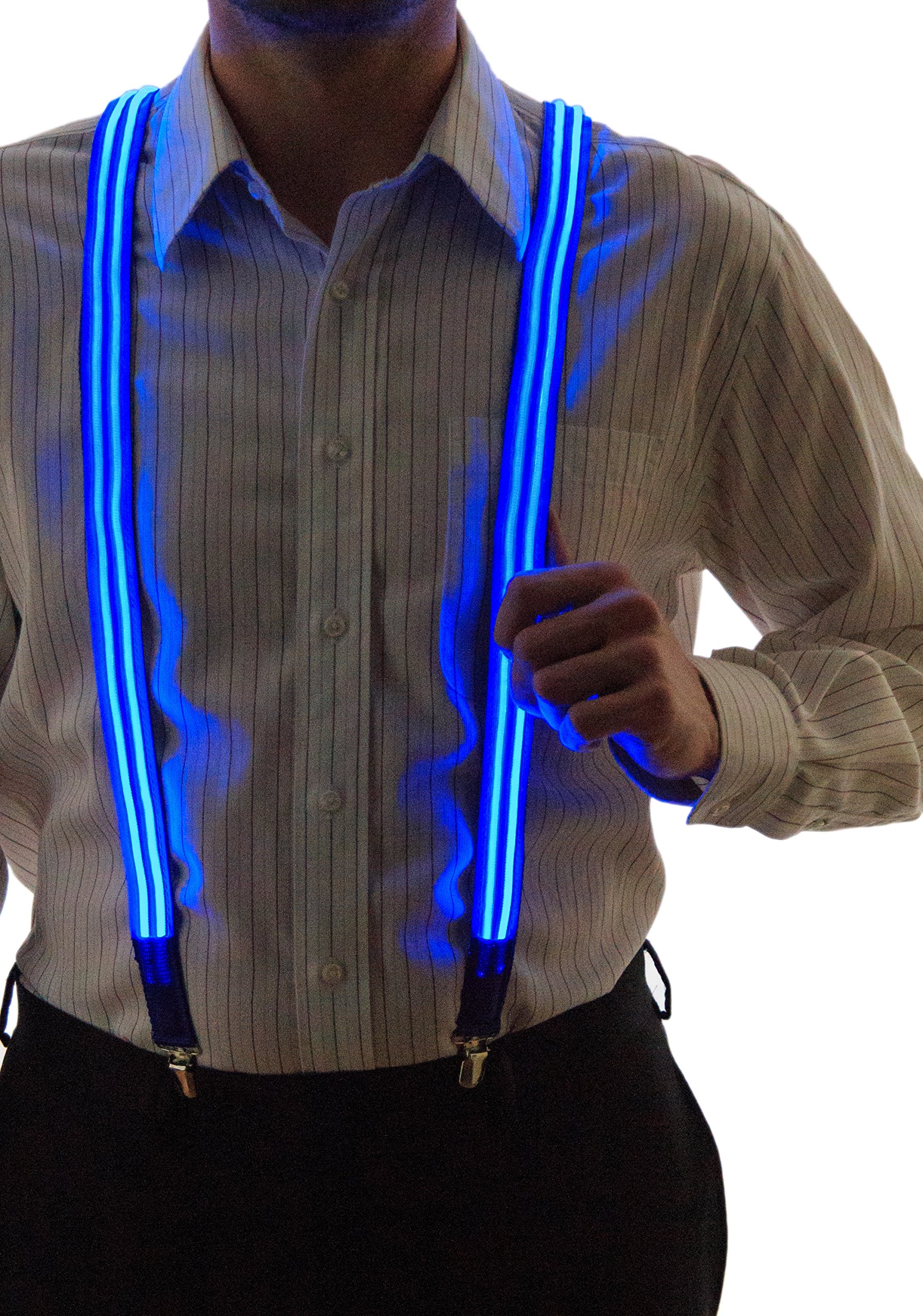 Buy Stripe Light Up LED Suspenders for Men, Cool Costume Accessory
