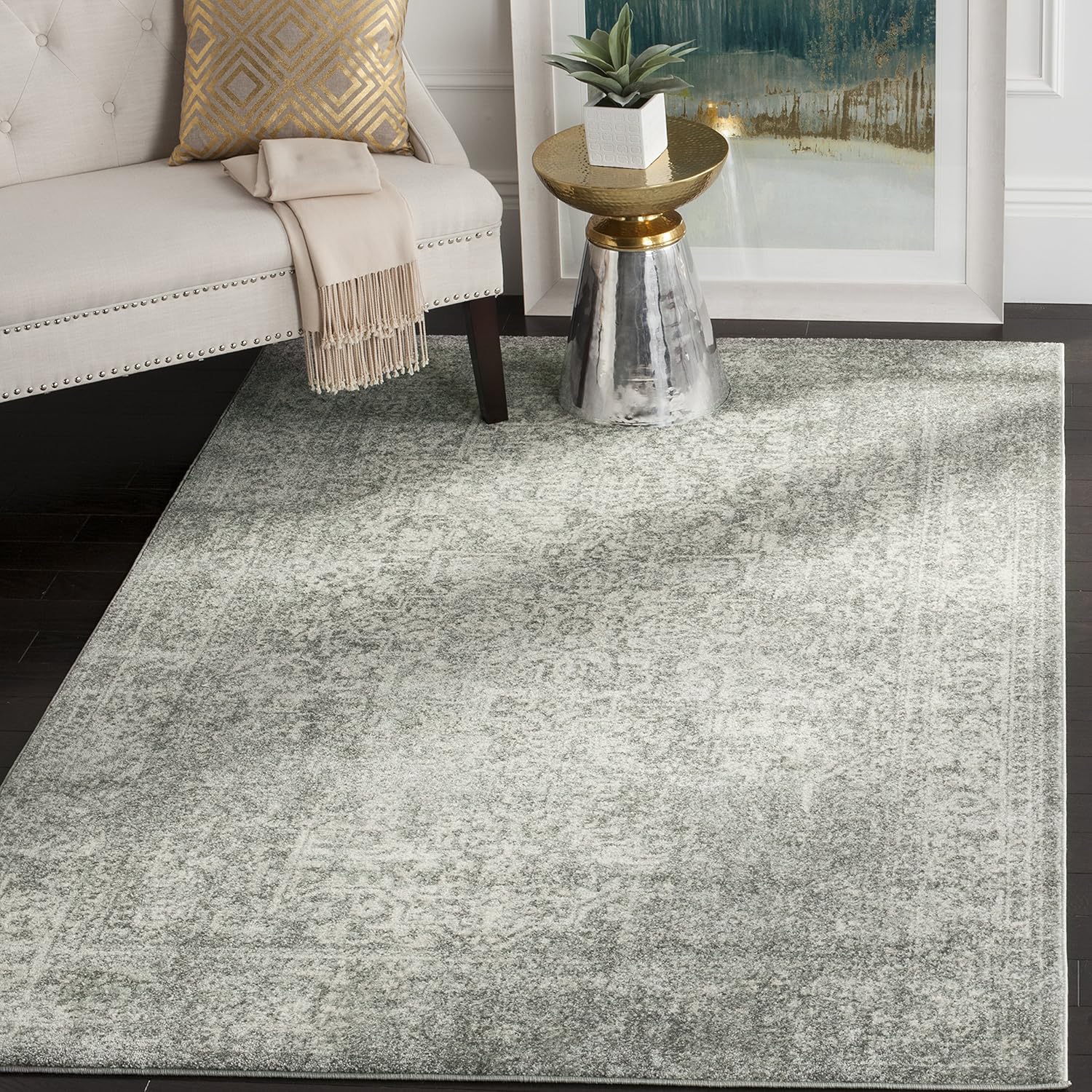 Safavieh Evoke Collection EVK256S Vintage Oriental Silver and Ivory Area Rug (8' x 10')