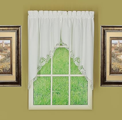 Todays Curtain CA1022K Annabelle Swag Macrame Applique Curtain, 60 x 38, White