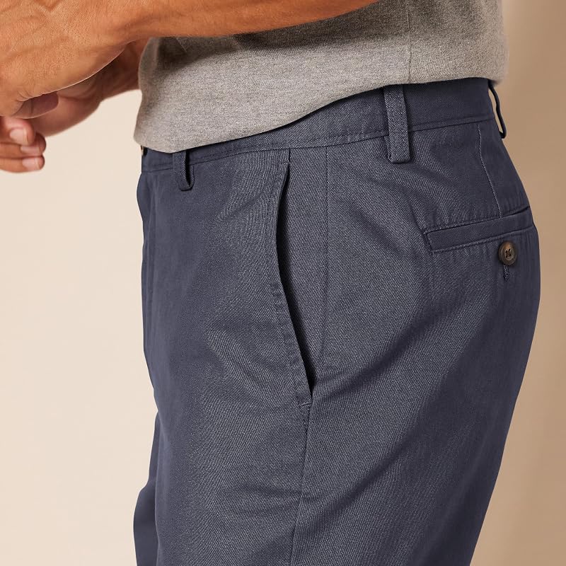 Pantaloncini Chino Vestibilità Aderente, 23cm Uomo, Blu Marino Scuro, 36W