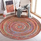 RIANGI - 4' Round Hand Woven Jute Chindi Area Rug - Colorful Boho Rugs | Rugs for Living Room - Hand Braided Multicolor Bohemian Rug for Farmhouse, Bedroom, Dining Room, Hallway - round jute rug 4ft