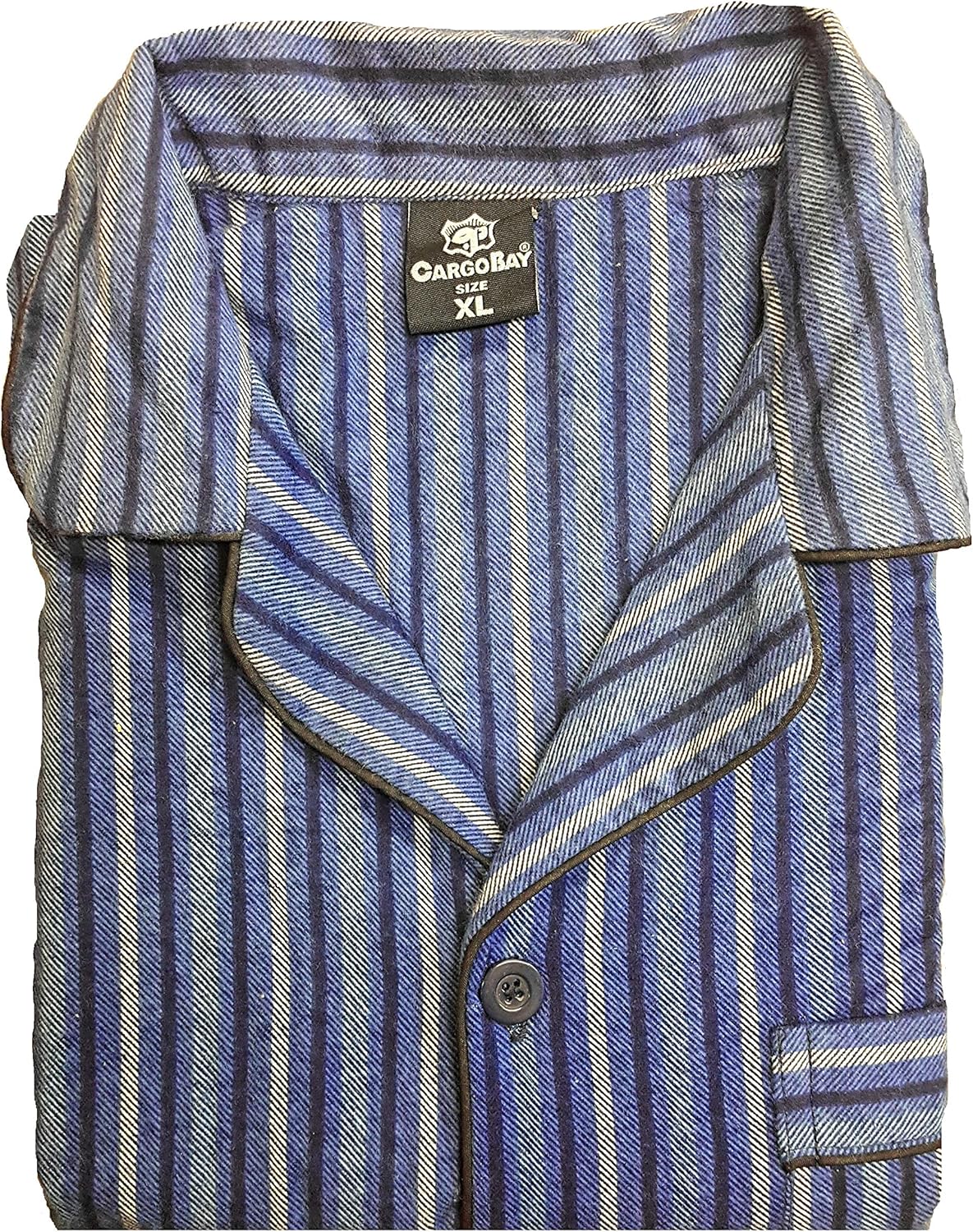 Mens Brushed Cotton Pyjama Set Nightwear Flannelette Pyjamas Striped Pattern Design